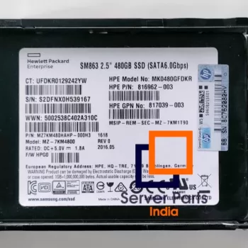 HPE 816962-001 480GB SSD Enterprise SATA Drive